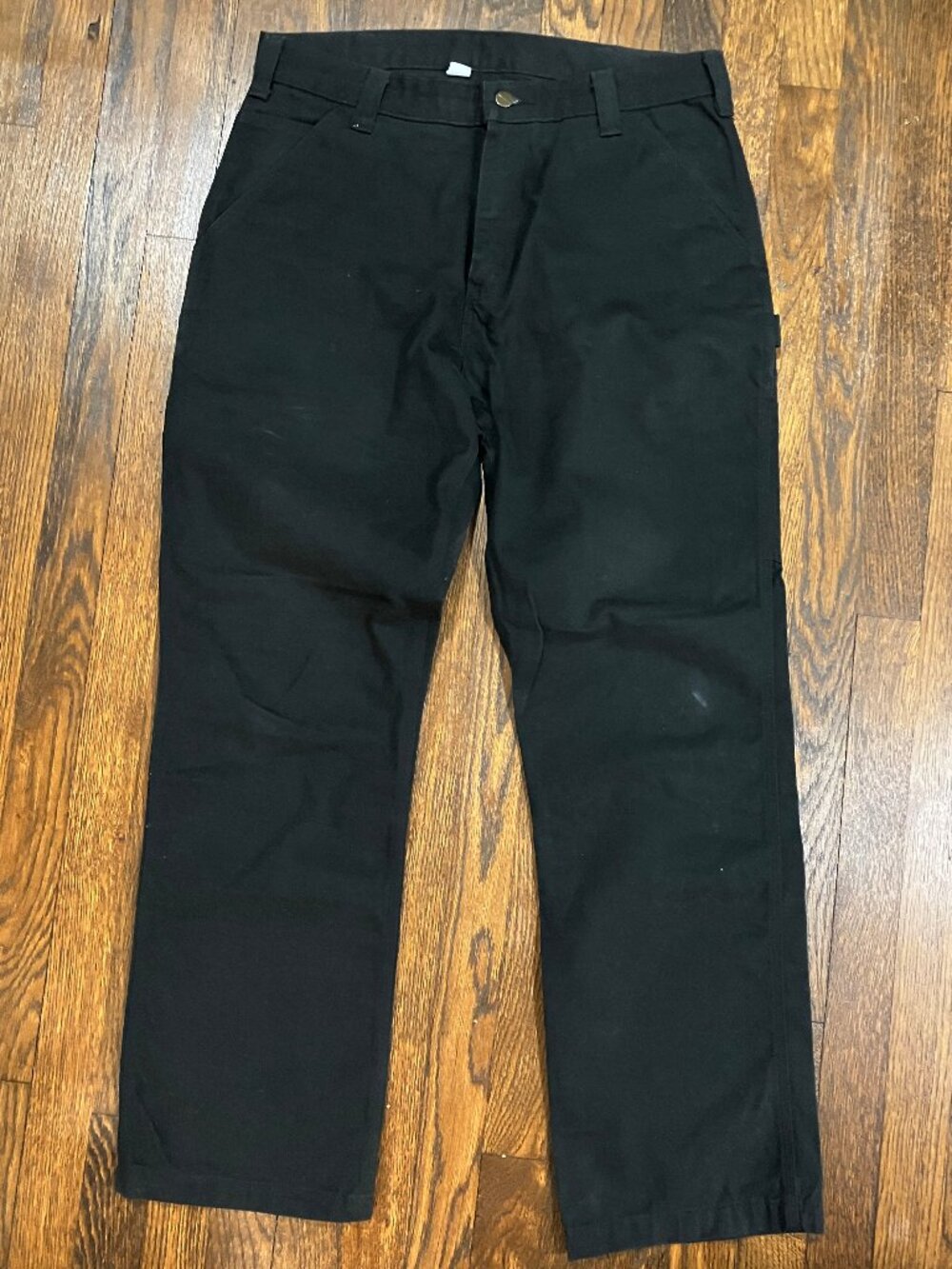 Carhartt Men's Black Relaxed Straight Twill Dungaree #B324 Work Pants sz 34 x 32
